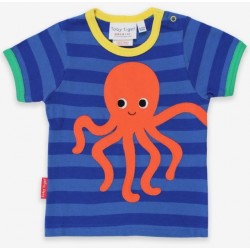 Toby tiger - Bio Kinder T-Shirt mit Kraken-Applikation und Streifen