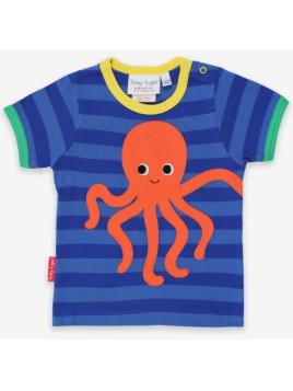 Toby tiger - Bio Kinder T-Shirt mit Kraken-Applikation und Streifen