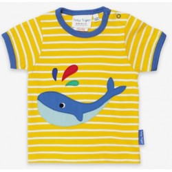 Toby tiger - Bio Kinder T-Shirt mit Wal-Applikation und Streifen