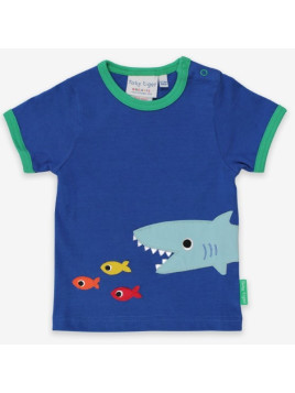 Toby tiger - Bio Kinder T-Shirt mit Hai-Applikation