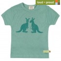 loud + proud - Bio Kinder T-Shirt Derby Rib mit Känguru-Druck, bamboo