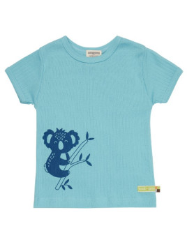 loud + proud - Bio Kinder T-Shirt Derby Rib mit Koala-Druck, lagoon