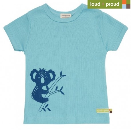 loud + proud - Bio Kinder T-Shirt Derby Rib mit Koala-Druck, lagoon