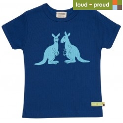 loud + proud - Bio Kinder T-Shirt Derby Rib mit Känguru-Druck, marine