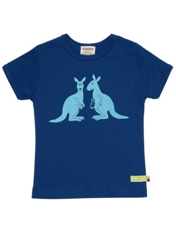 loud + proud - Bio Kinder T-Shirt Derby Rib mit Känguru-Druck, marine