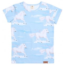 Walkiddy - Bio Kinder T-Shirt mit Pferde-Allover, hellblau