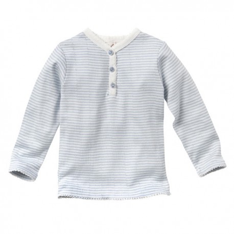 People Wear Organic - Bio Baby Langarmshirt mit Ajour-Muster und Streifen