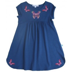 Enfant Terrible - Bio Kinder Jersey Kleid mit Schmetterlings-Stickerei, dunkelblau