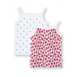 kite kids - Bio Kinder Unterhemden Doppelpack mit Erdbeeren/Herzen-Motiven