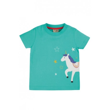 frugi - Bio Kinder T-Shirt "Avery Applique" mit Einhorn-Applikation