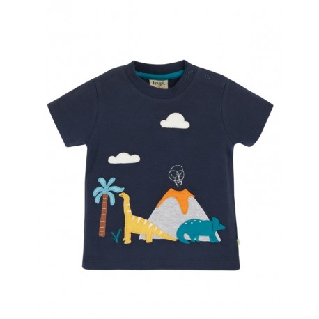 frugi - Bio Kinder T-Shirt "James Applique" mit Dino-Applikation