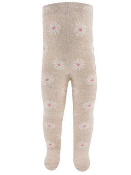 Ewers - Bio Kinder Strumpfhose mit Blumen-Allover, beige