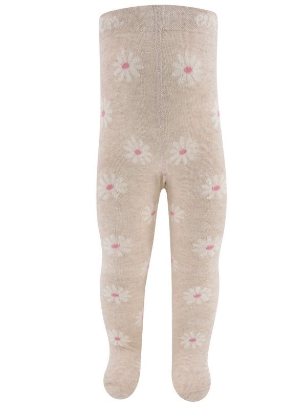 Ewers - Bio Kinder Strumpfhose mit Blumen-Allover, beige