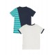 frugi - Bio Kinder T-Shirt Doppelpack "Busby" mit Wellen-Motiven und Streifen