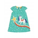 frugi - Bio Kinder Kleid "Little Lola Dress" mit Einhorn Applikation und Sternen-Allover