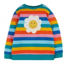 frugi - Bio Kinder Sweatshirt mit Gänseblümchen-Applikation und Streifen