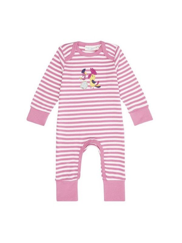Sense Organics - Bio Baby Strampler langarm "Wayan Retro" mit Kakadu-Applikation und Streifen