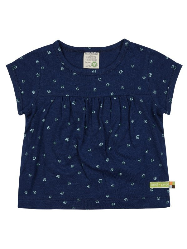 loud + proud - Bio Kinder T-Shirt mit Blümchen, marine