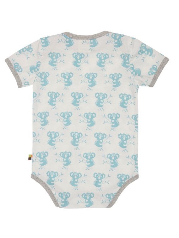 loud + proud - Bio Baby Body kurzarm mit Koala-Allover, lagoon