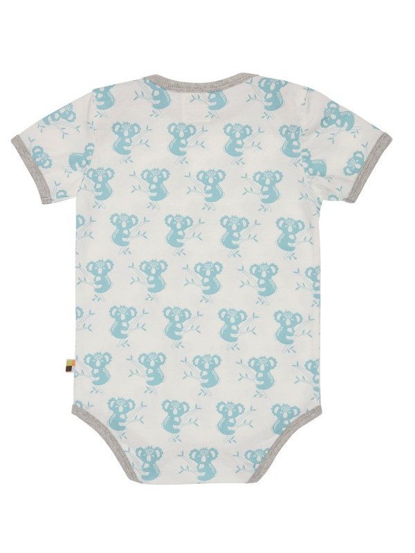 loud + proud - Bio Baby Body kurzarm mit Koala-Allover, lagoon