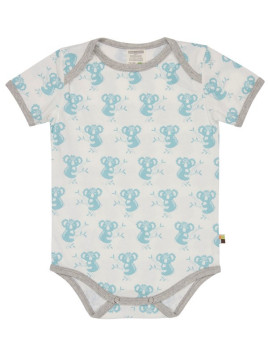loud + proud - Bio Baby Body kurzarm mit Koala-Allover, lagoon