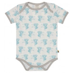 loud + proud - Bio Baby Body kurzarm mit Koala-Allover, lagoon