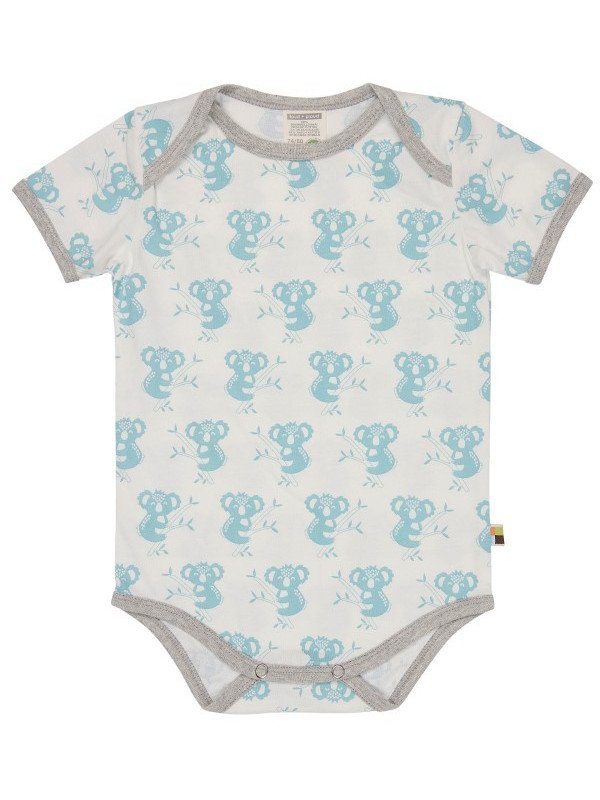 loud + proud - Bio Baby Body kurzarm mit Koala-Allover, lagoon