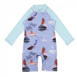 Walkiddy - Bio Baby Schwimmanzug mit Meerjungfrauen-Allover, UPF 50+
