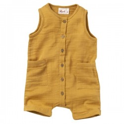 People Wear Organic - Bio Baby Musselin Spieler mit Taschen, gelb