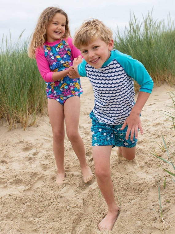 kite kids - Bio Kinder Badeshirt mit Korallem-Allover, UPV50+