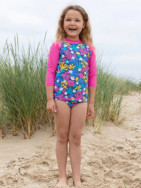 kite kids - Bio Kinder Badeshirt mit Korallem-Allover, UPV50+