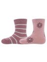 Ewers - Bio Baby Socken Doppelpack mit Blumen-Motiv und Streifen, altrosa