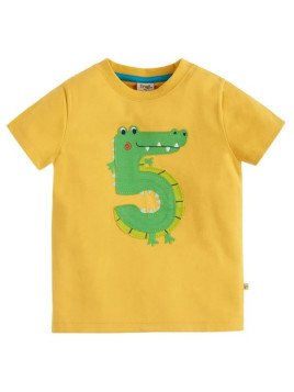 frugi - Bio Kinder T-Shirt "Magic Number" mit Krokodil-Applikation