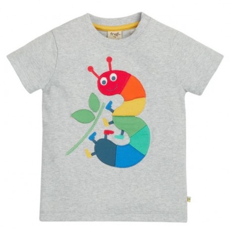 frugi - Bio Kinder T-Shirt "Magic Number" mit Raupen-Applikation