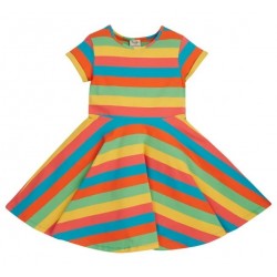 frugi - Bio Kinder Jersey Kleid "Spring" Regenbogen, orange