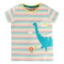 frugi -Bio Kinder T-Shirt "Isla" mit Dino-Applikation und Streifen