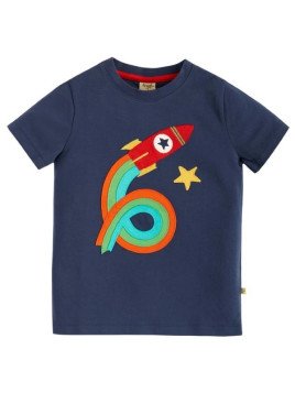 frugi - Bio Kinder T-Shirt "Magic Number" mit Raketen-Applikation