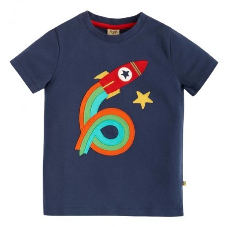 frugi - Bio Kinder T-Shirt "Magic Number" mit Raketen-Applikation