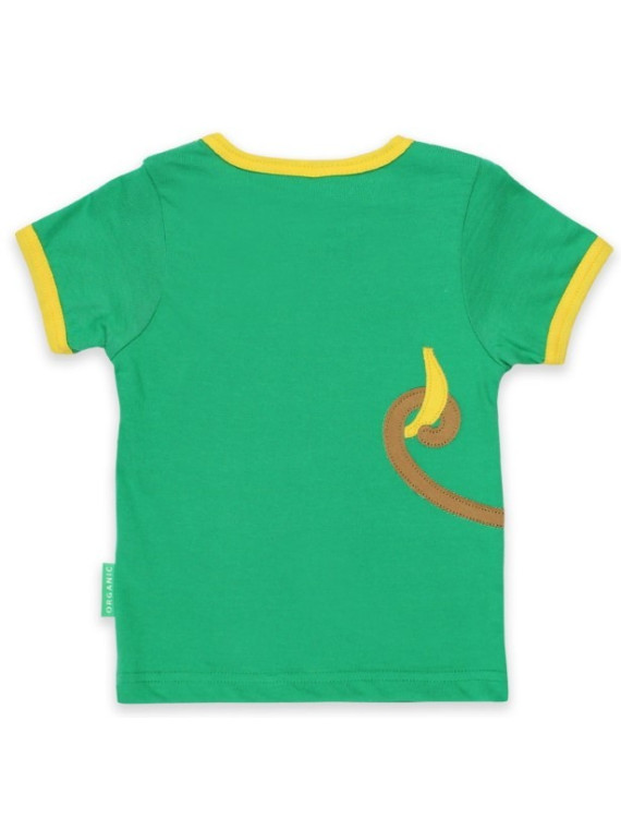 Toby tiger - Bio Kinder T-Shirt mit Affen-Applikation, grün