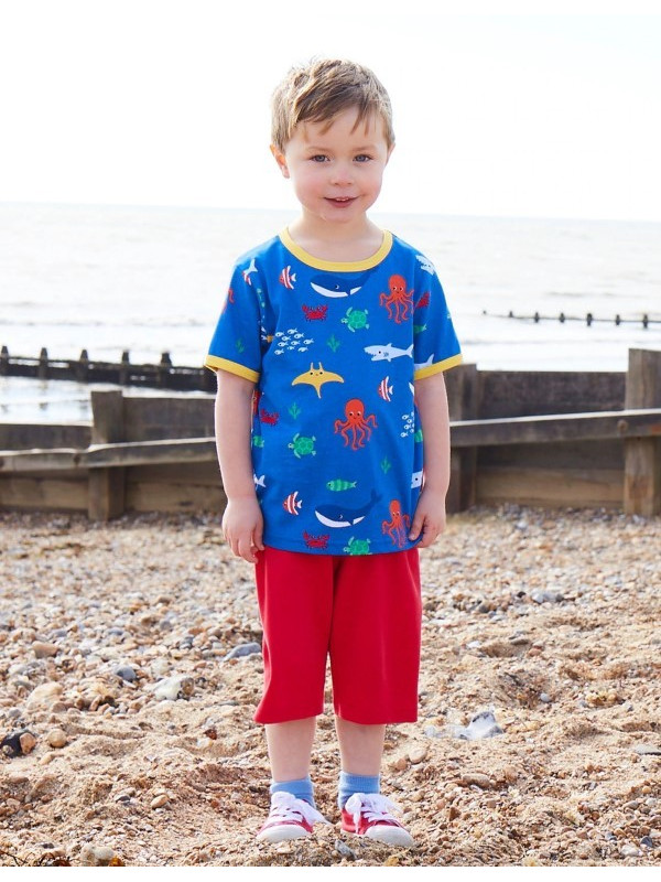 Toby tiger - Bio Kinder T-Shirt mit Meerestiere-Allover