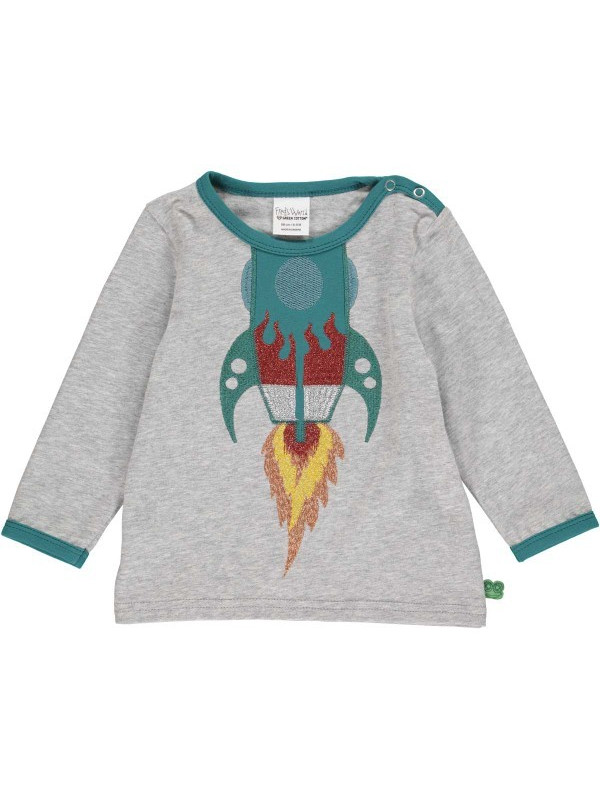 Fred`s World by Green Cotton  - Bio Baby Langarmshirt mit Raketen-Druck
