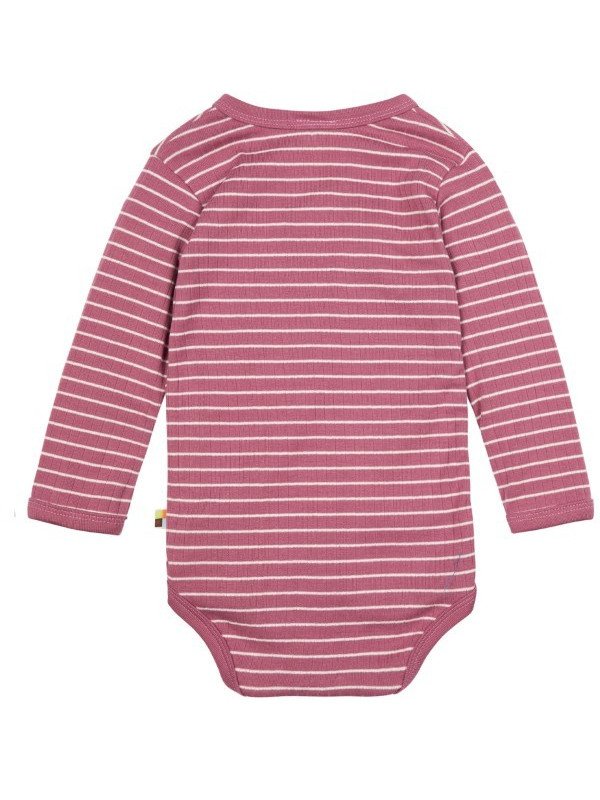loud + proud - Bio Baby Wickelbody langarm Derby Rib mit Streifen, lila