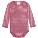 loud + proud - Bio Baby Wickelbody langarm Derby Rib mit Streifen, rosa