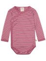 loud + proud - Bio Baby Wickelbody langarm Derby Rib mit Streifen, lila