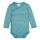 loud + proud - Bio Baby Wickelbody langarm Derby Rib mit Streifen, türkis