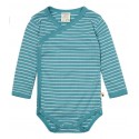 loud + proud - Bio Baby Wickelbody langarm Derby Rib mit Streifen, türkis