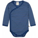 loud + proud - Bio Baby Wickelbody langarm Derby Rib mit Streifen, marine
