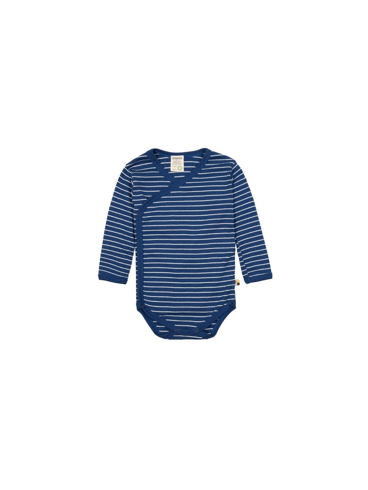 loud + proud - Bio Baby Wickelbody langarm Derby Rib mit Streifen, marine