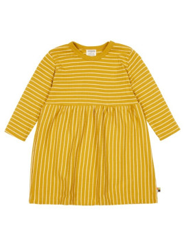 loud + proud - Bio Kinder Kleid Derby Rib mit Streifen, curry