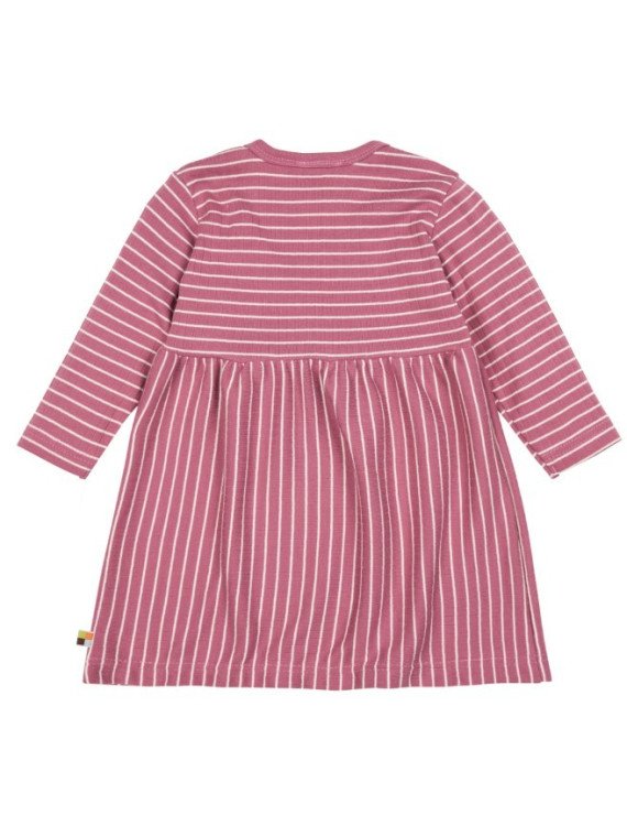 loud + proud - Bio Kinder Kleid Derby Rib mit Streifen, rosa